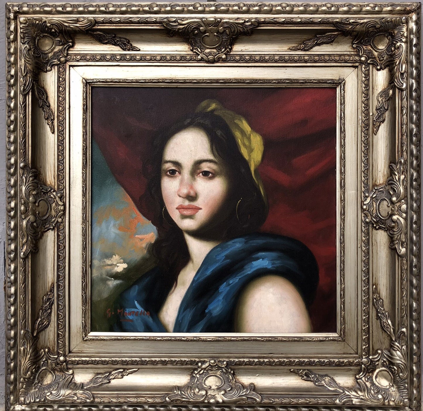 Quadro vintage Giacinto Montella dipinto a olio su tela