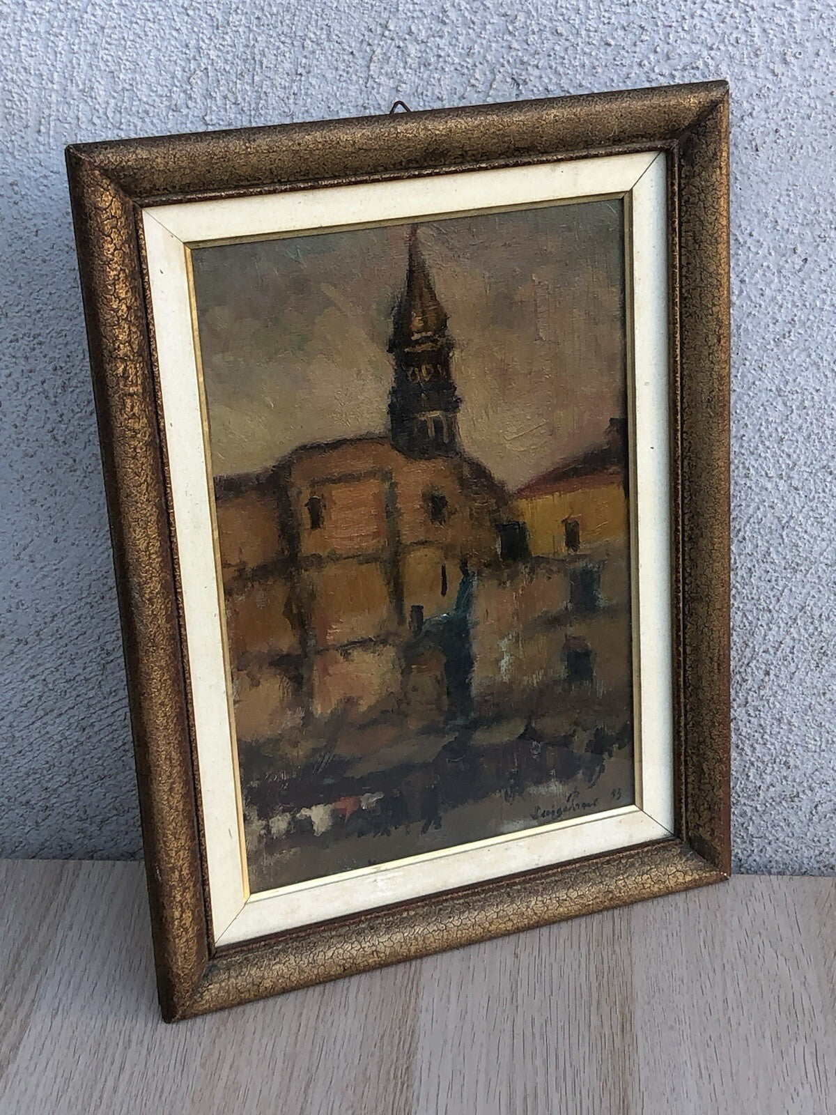 Vecchio Quadro -Nei Pressi Del Campanile- dipinto a olio su tavoletta