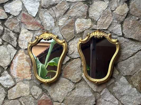 Coppia Di Specchi Vintage Con Cornici In Legno