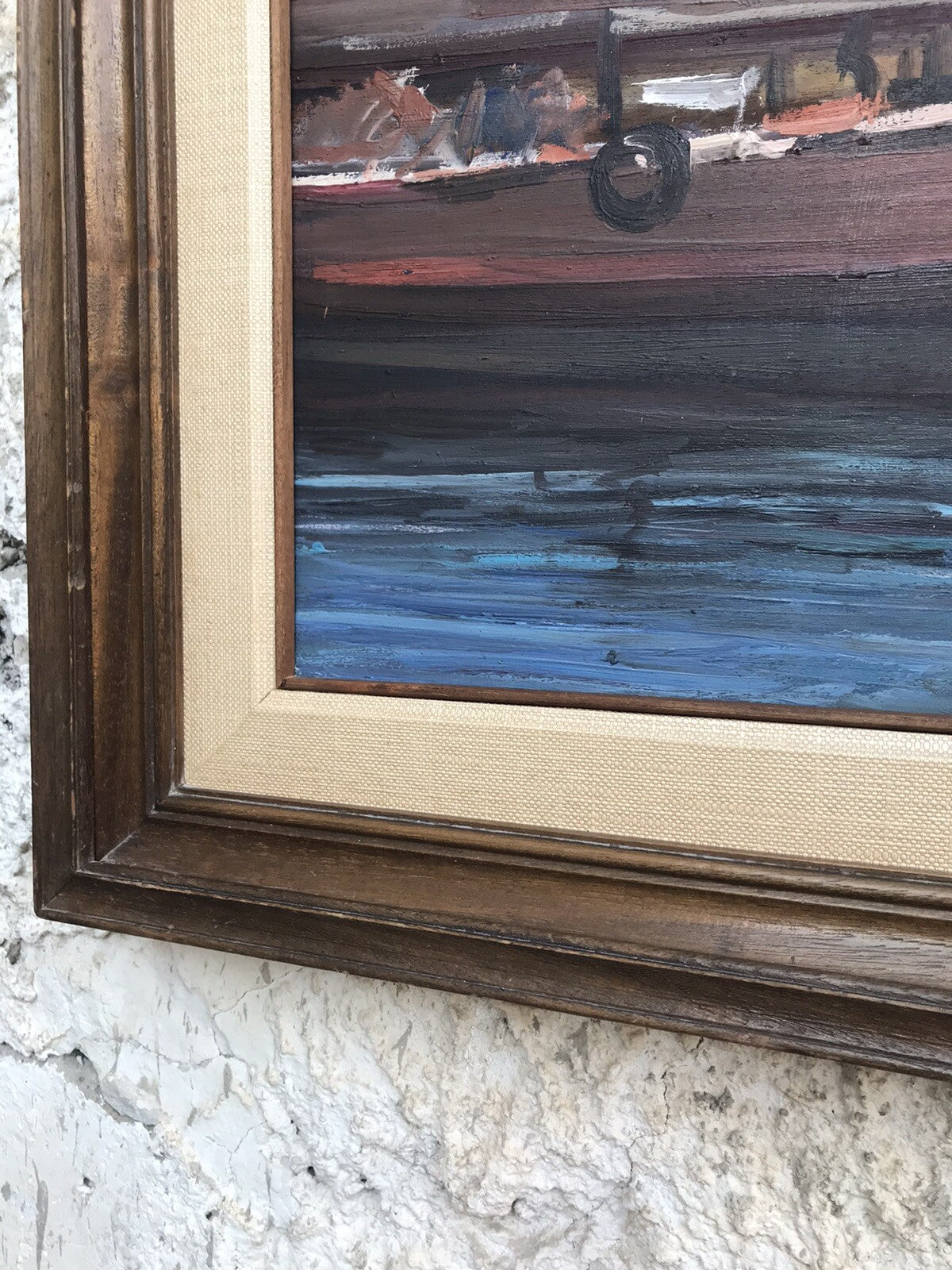 QUADRO VINTAGE -MARINA-DIPINTO A OLIO SU TAVOLETTA