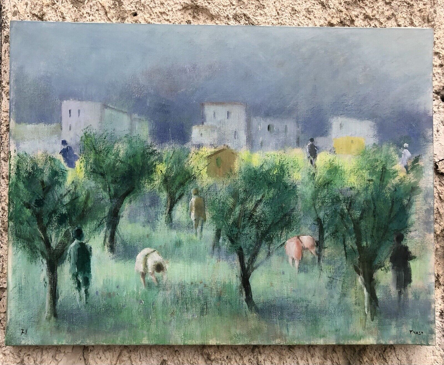 Quadro vintage -Paesaggio- dipinto a olio su tela