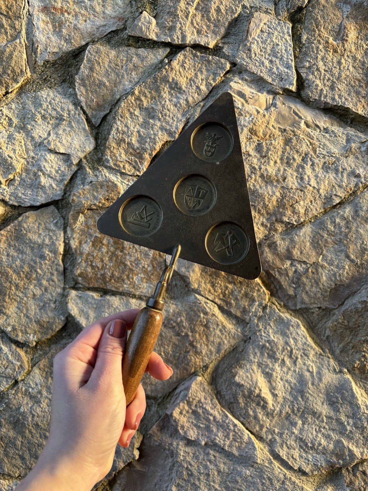 Cazzuola Massonica Vintage In Ottone E Legno