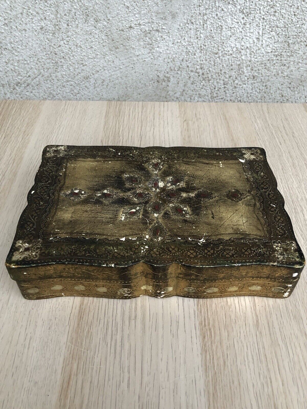 Scatola Portagioie Vintage In Legno Stile Fiorentino