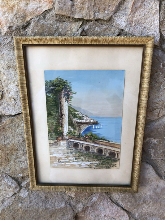 Quadro -Veduta Panoramica- dipinto ad acquerello su carta