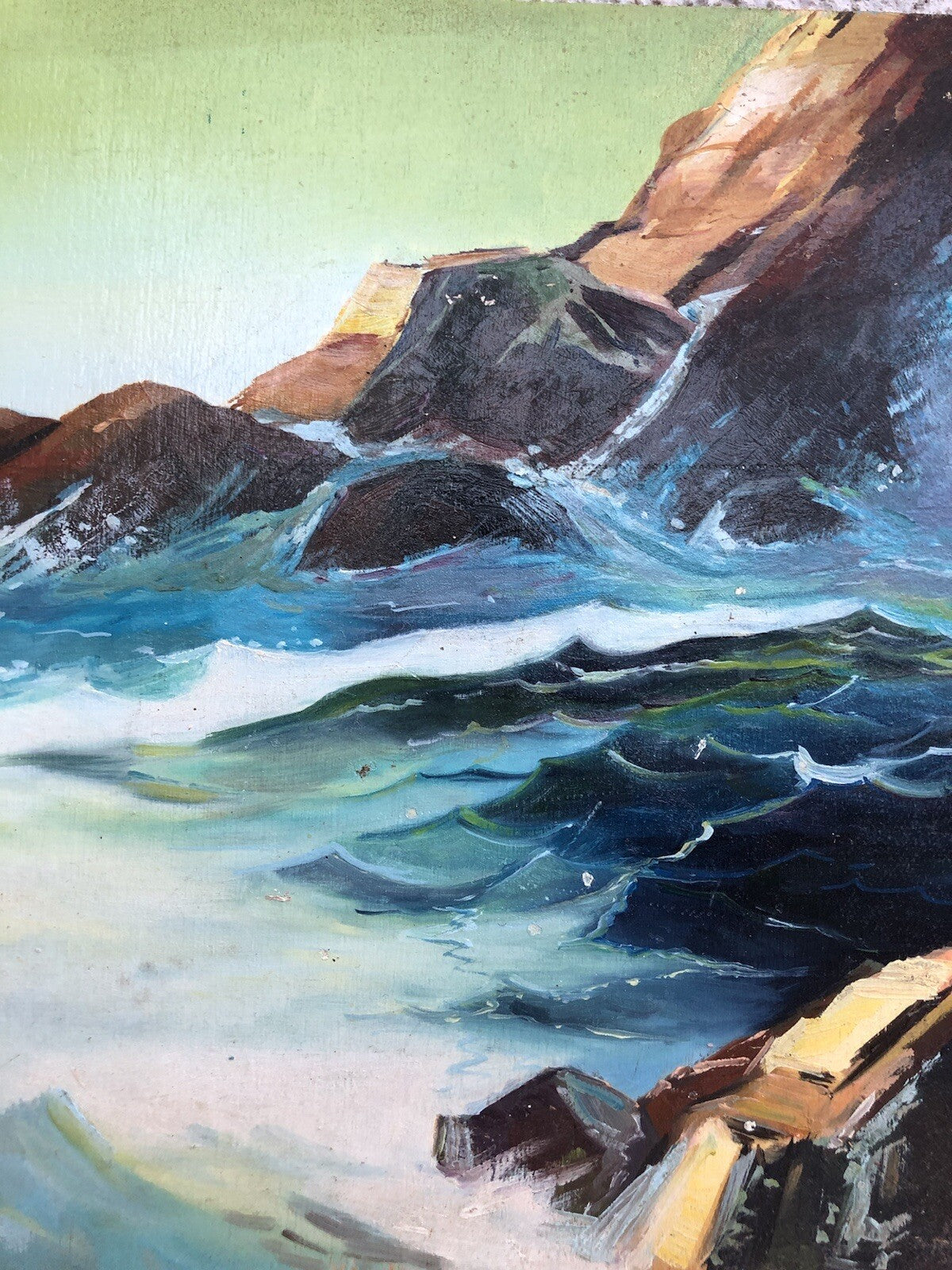 Quadro vintage -Mareggiata- dipinto a olio su tavola