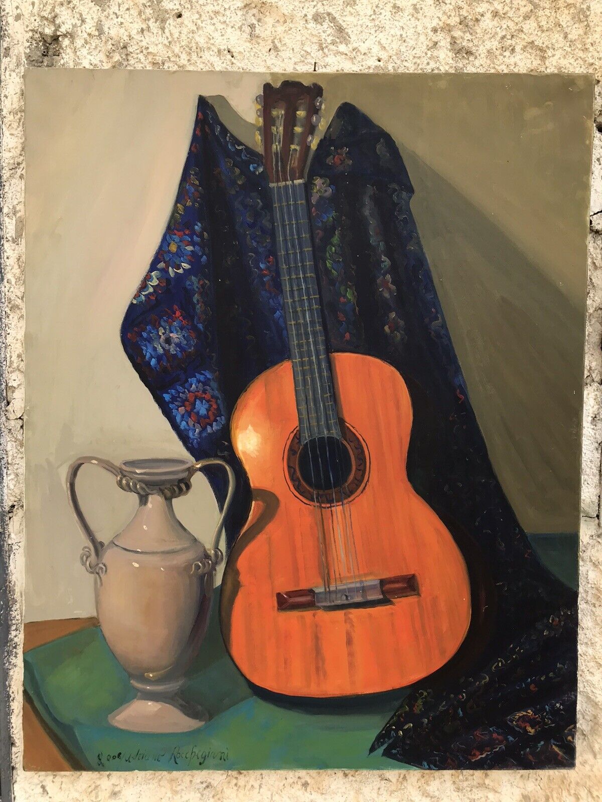 GRANDE QUADRO -CHITARRA-DIPINTO A OLIO SU TELA 80x100