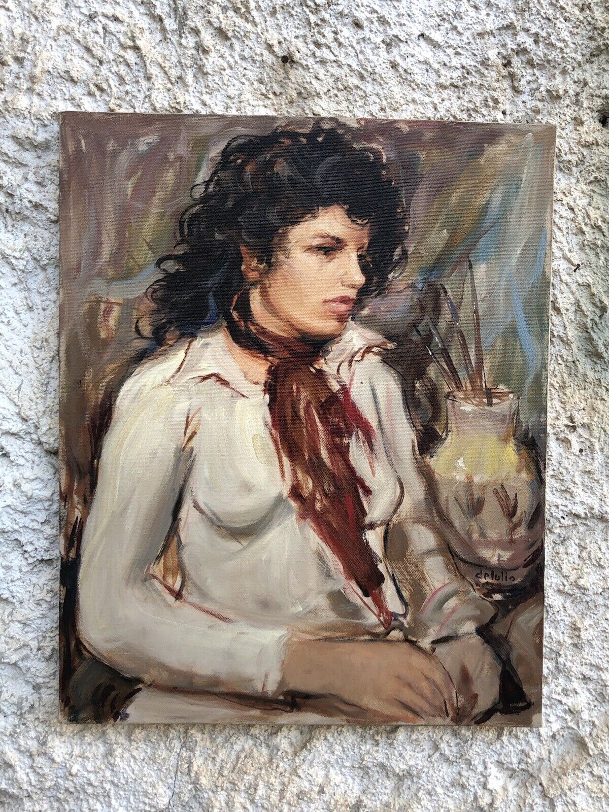 Quadro vintage -Figura Donna- dipinto a olio su tela