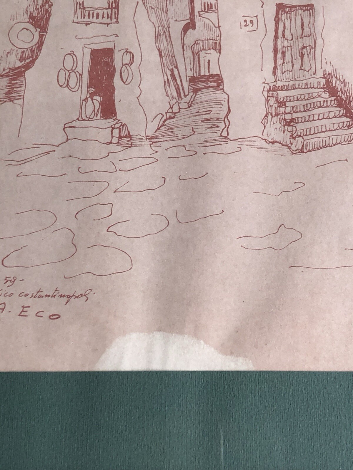 Quadro -Vico Costantinopoli- disegno a tecnica mista su carta