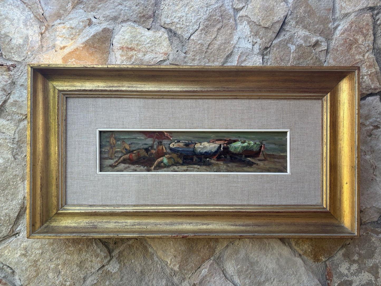 Quadro -Bagnanti- dipinto a olio