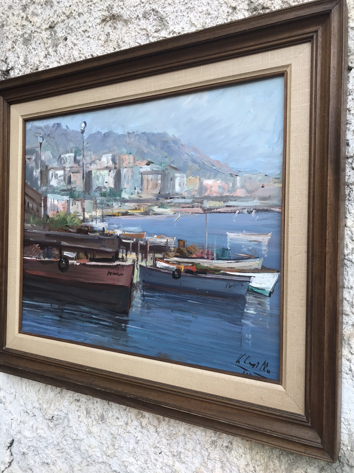 QUADRO VINTAGE -MARINA-DIPINTO A OLIO SU TAVOLETTA