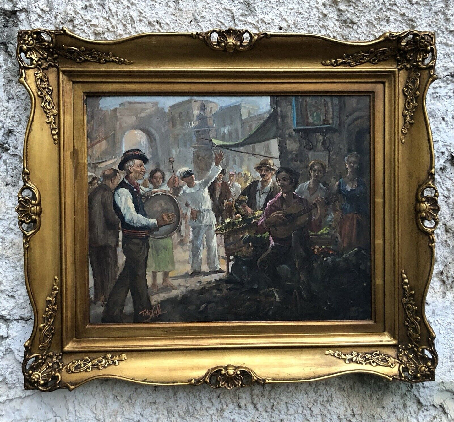 Quadro -Scena Allegorica Napoletana- dipinto a olio