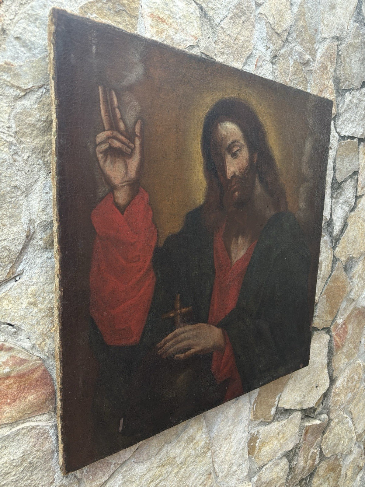 Quadro antico -Gesù- dipinto a olio su tela