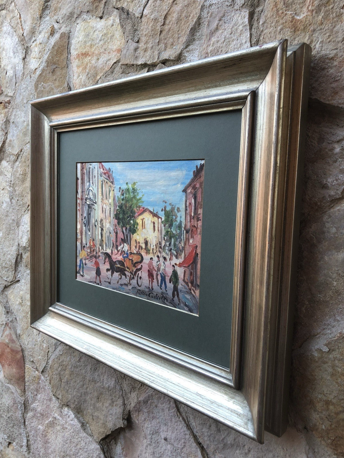 Quadro -Carrozzella Con Figure- Mario Cortiello dipinto a olio