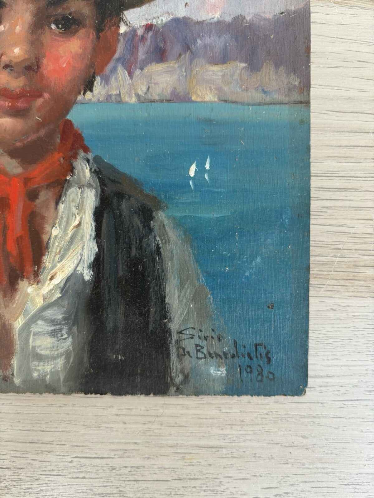 Quadro vintage -Figura Scugnizzo- dipinto a olio su tavoletta