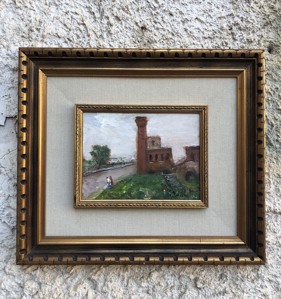 Quadro vintage -Parco Della Cittadella, Pisa- dipinto a olio su tavoletta