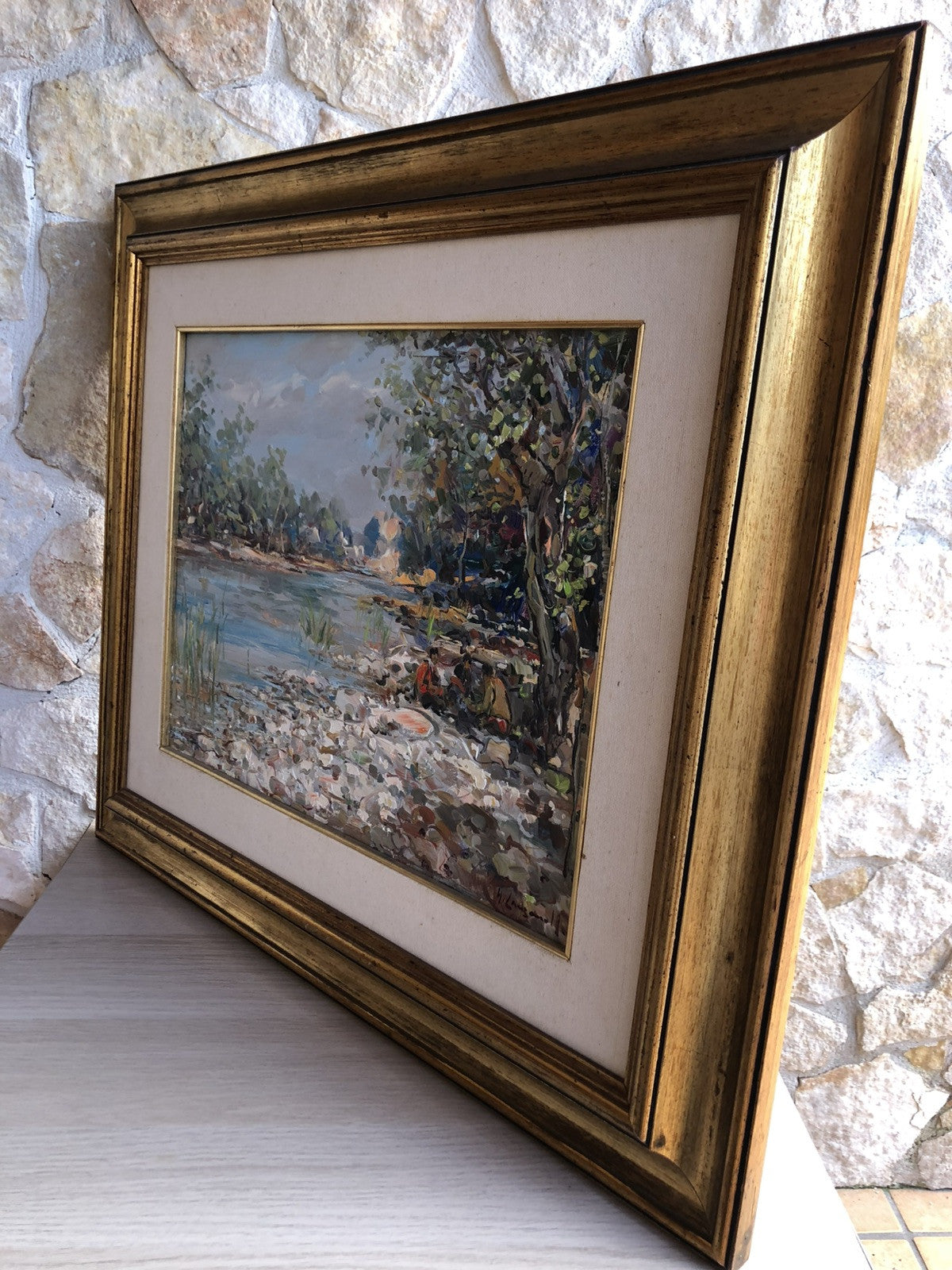 Quadro -Paesaggio Con Ruscello- dipinto a olio su tela
