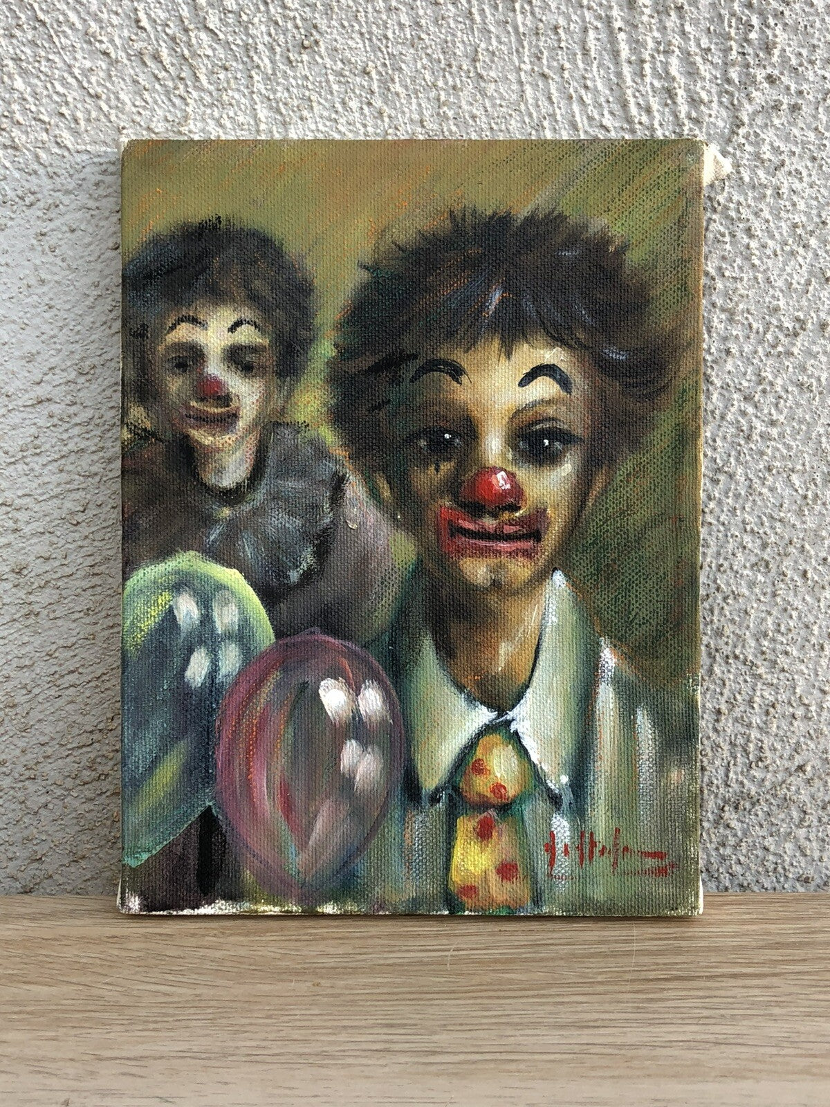 Quadro vintage -Pagliacci- dipinto a olio su tela