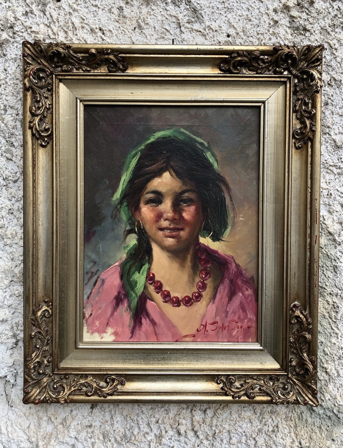 Quadro vintage -Fanciulla- dipinto a olio su tela