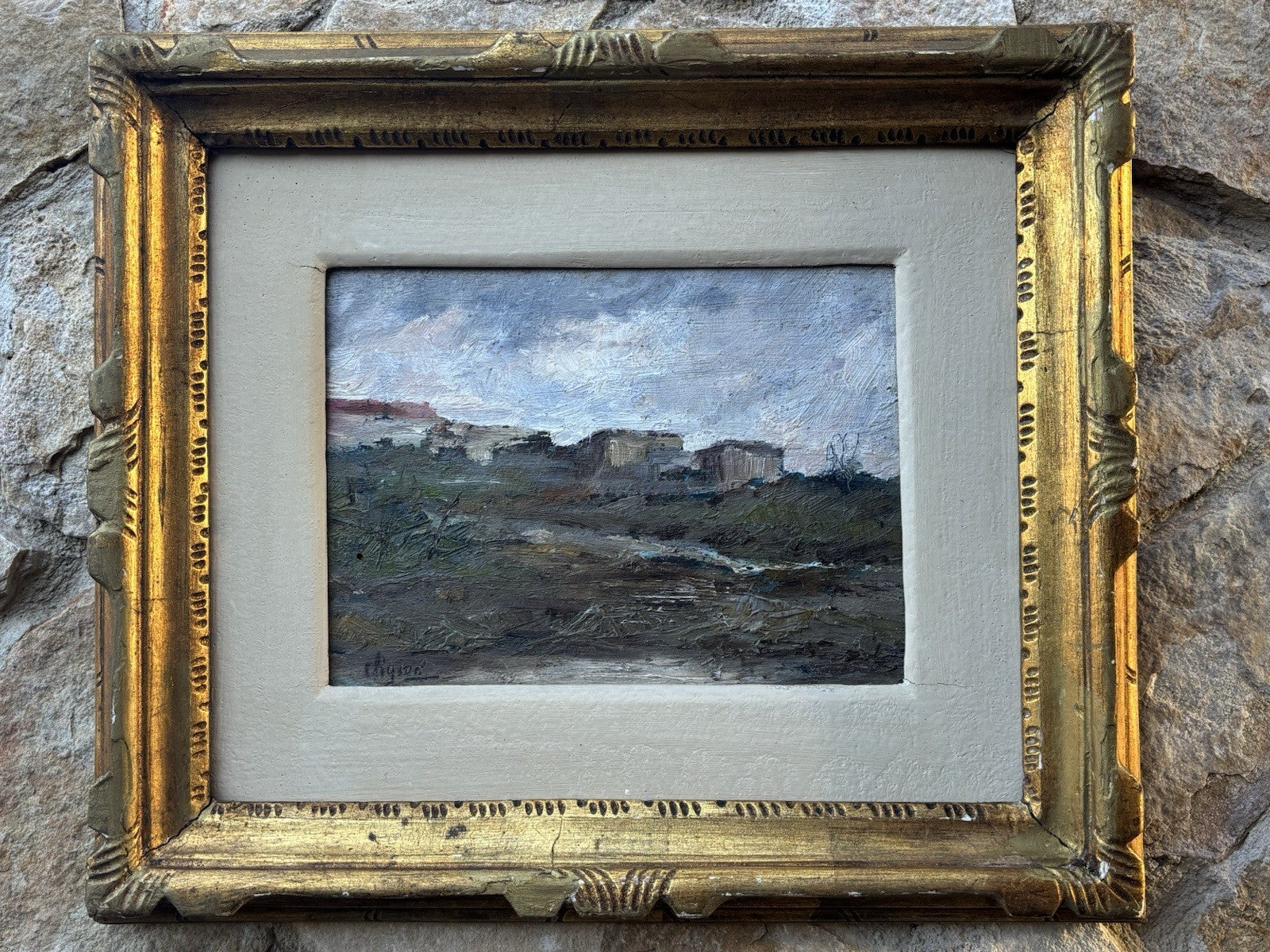 Quadro antico -Paesaggio- Ermete Liguori dipinto a olio su tavoletta