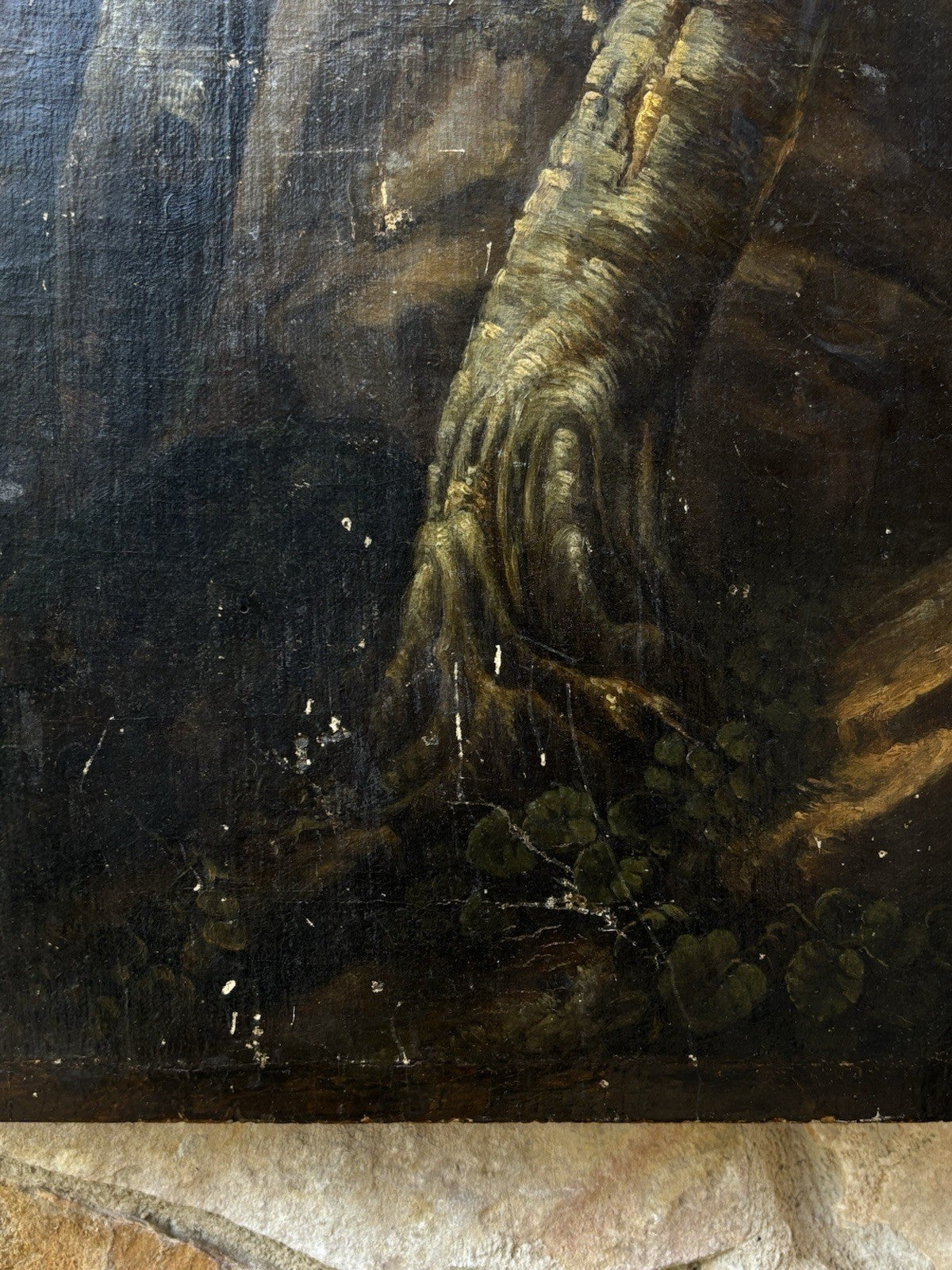 Quadro antico -Paesaggio Con Alberi- dipinto a olio su tavola