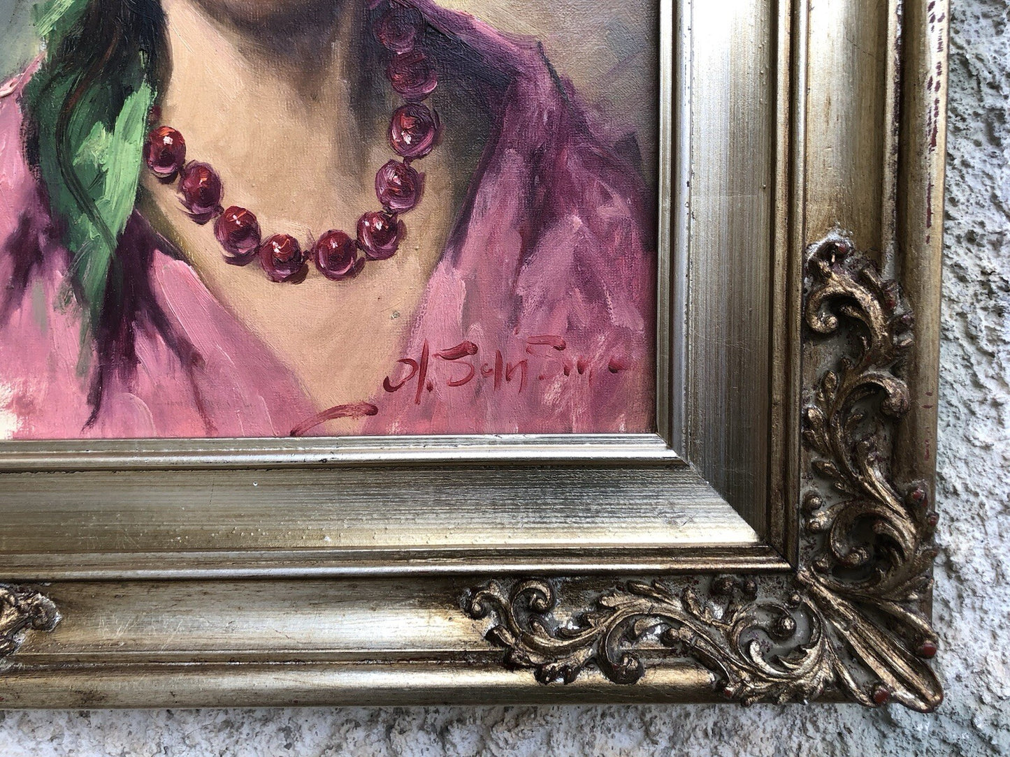 Quadro vintage -Fanciulla- dipinto a olio su tela