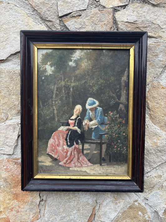 Quadro antico -Figure Di Nobili- Ferdinando Ruggieri- dipinto a olio su tavola