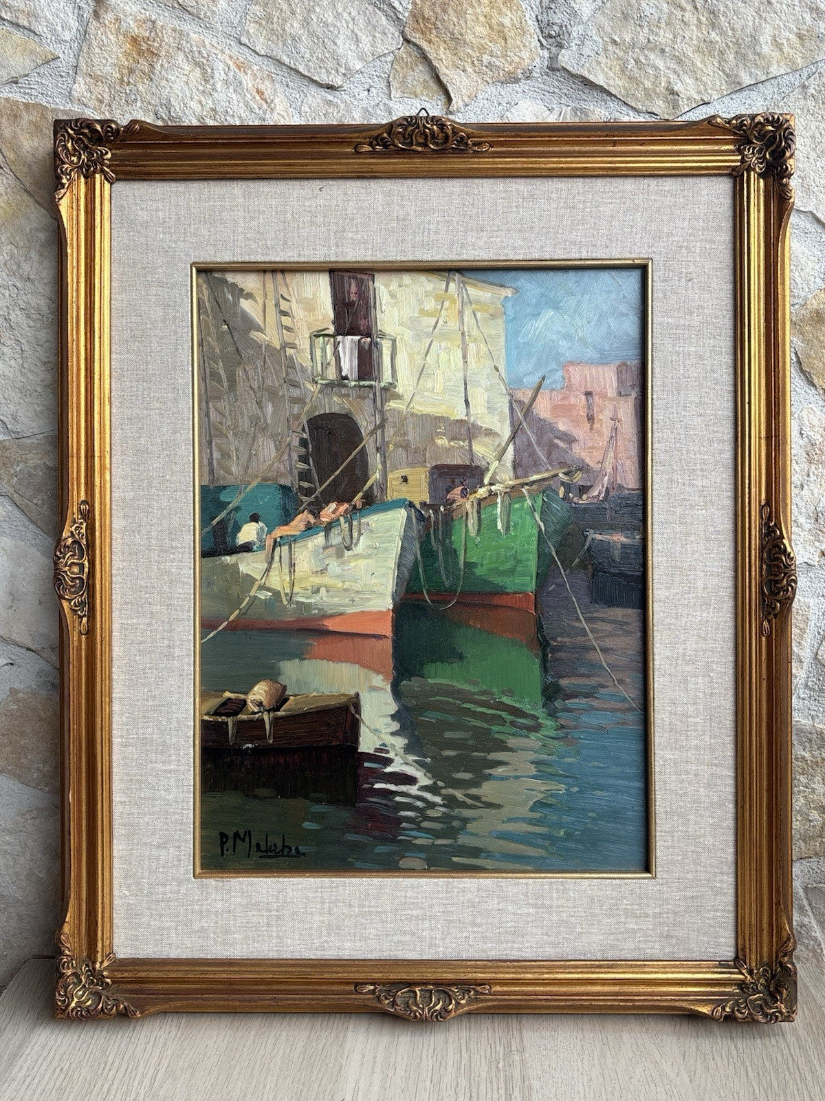 Quadro -Barche Al Porto- Paolo Malerba- dipinto a olio