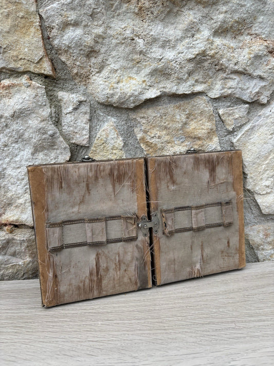 Specchio Trittico Da Barbiere Vintage In Legno Con Vetro Molato