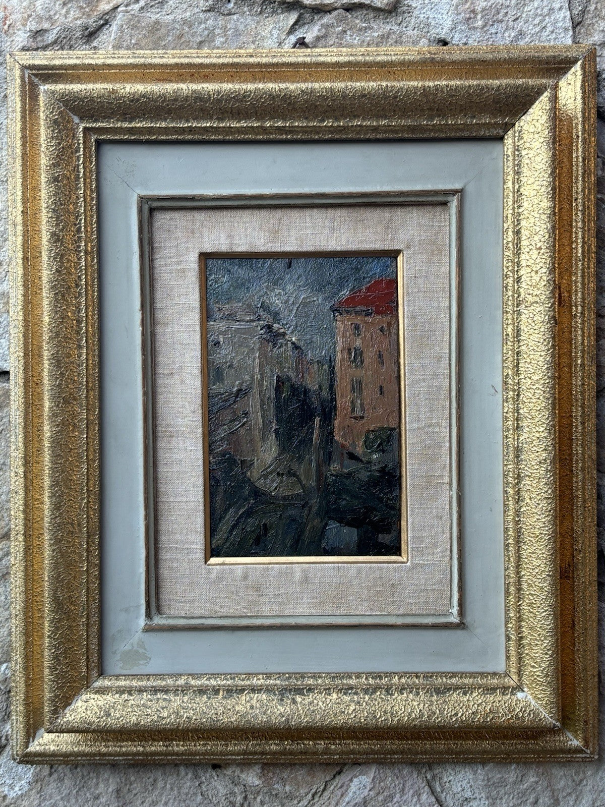 Quadro -Strada Con Palazzi- Carlo Striccoli dipinto a olio
