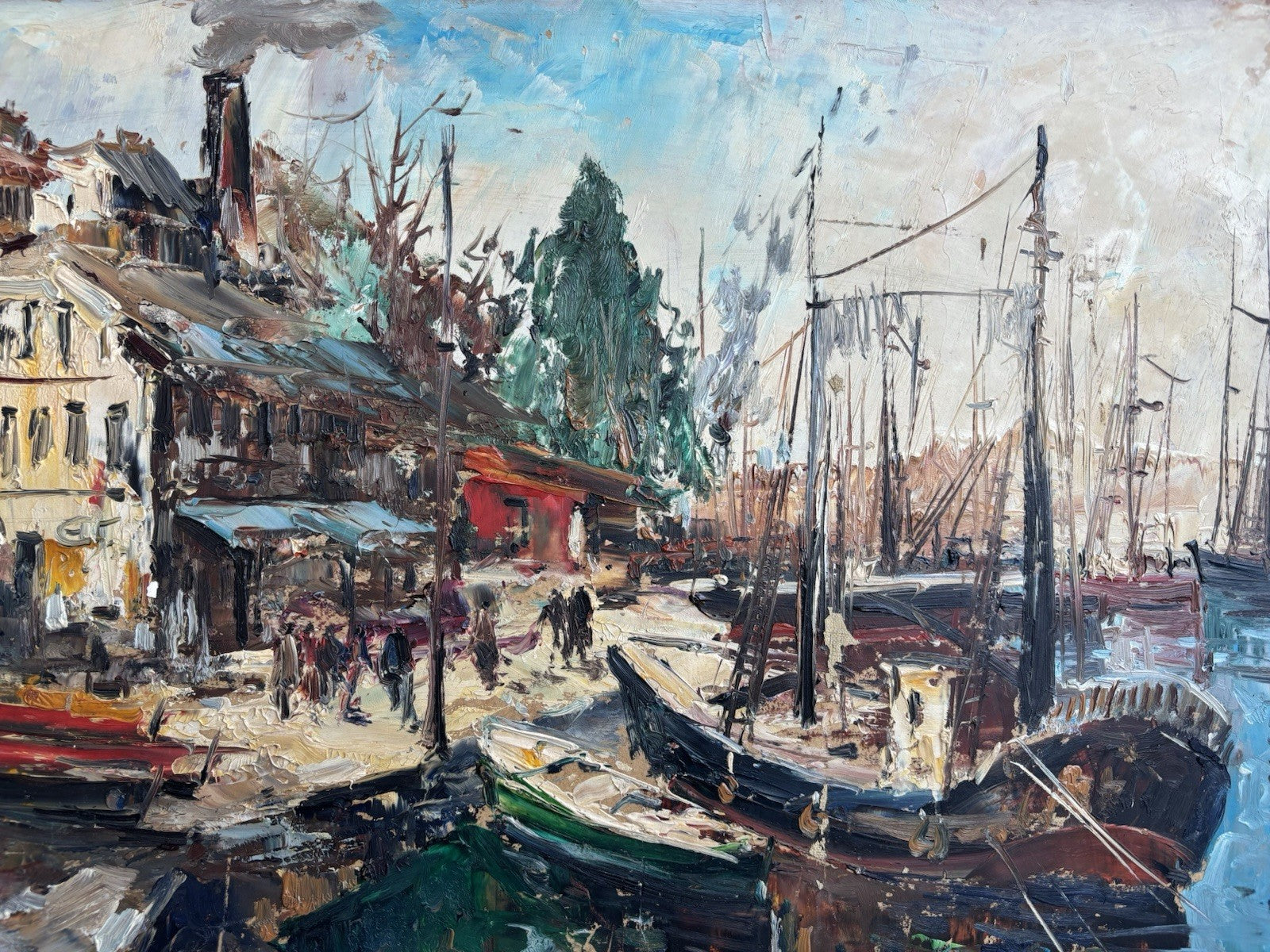 Quadro -Barche Al Porto- Luigi Cerqua dipinto a olio