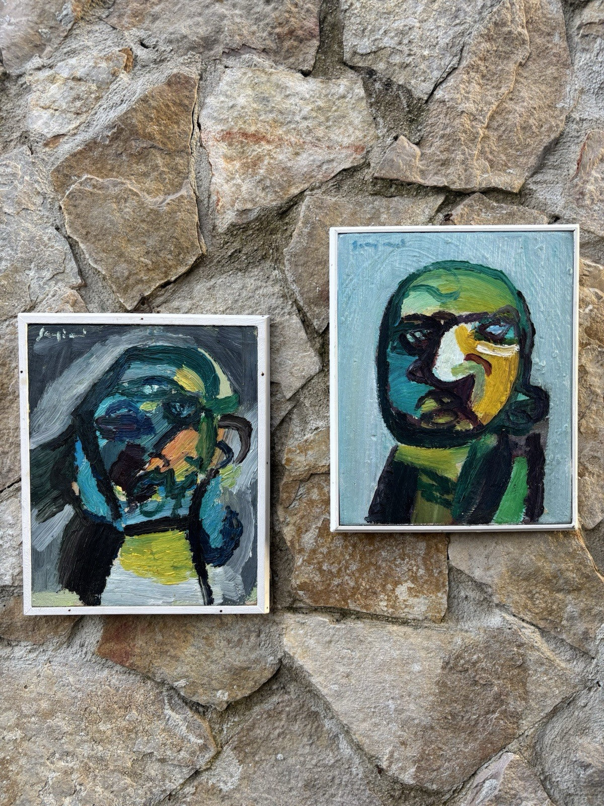 Coppia di quadri -Figure Astratte- Mario Sangiovanni dipinti ad olio