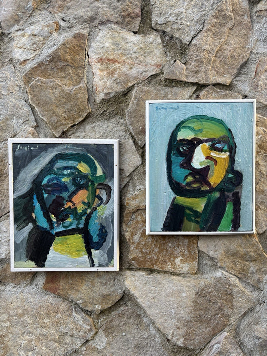 Coppia di quadri -Figure Astratte- Mario Sangiovanni dipinti ad olio