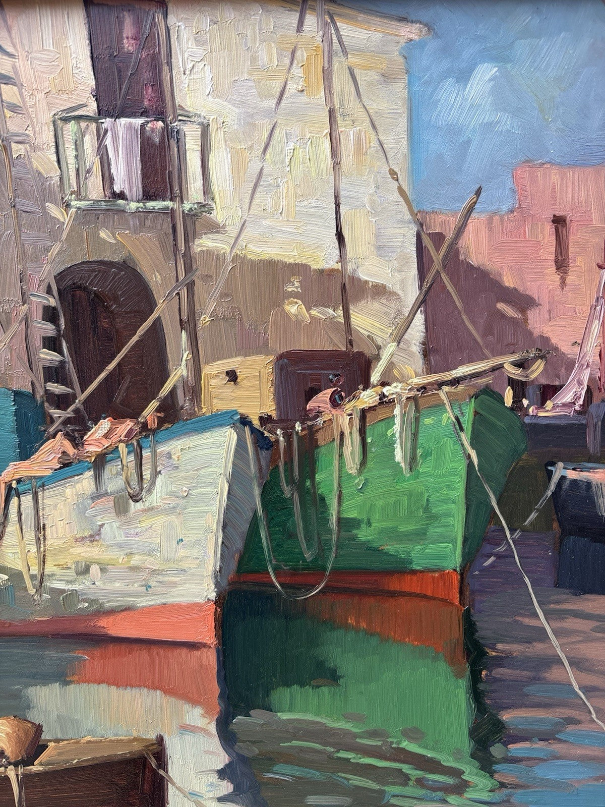 Quadro -Barche Al Porto- Paolo Malerba- dipinto a olio