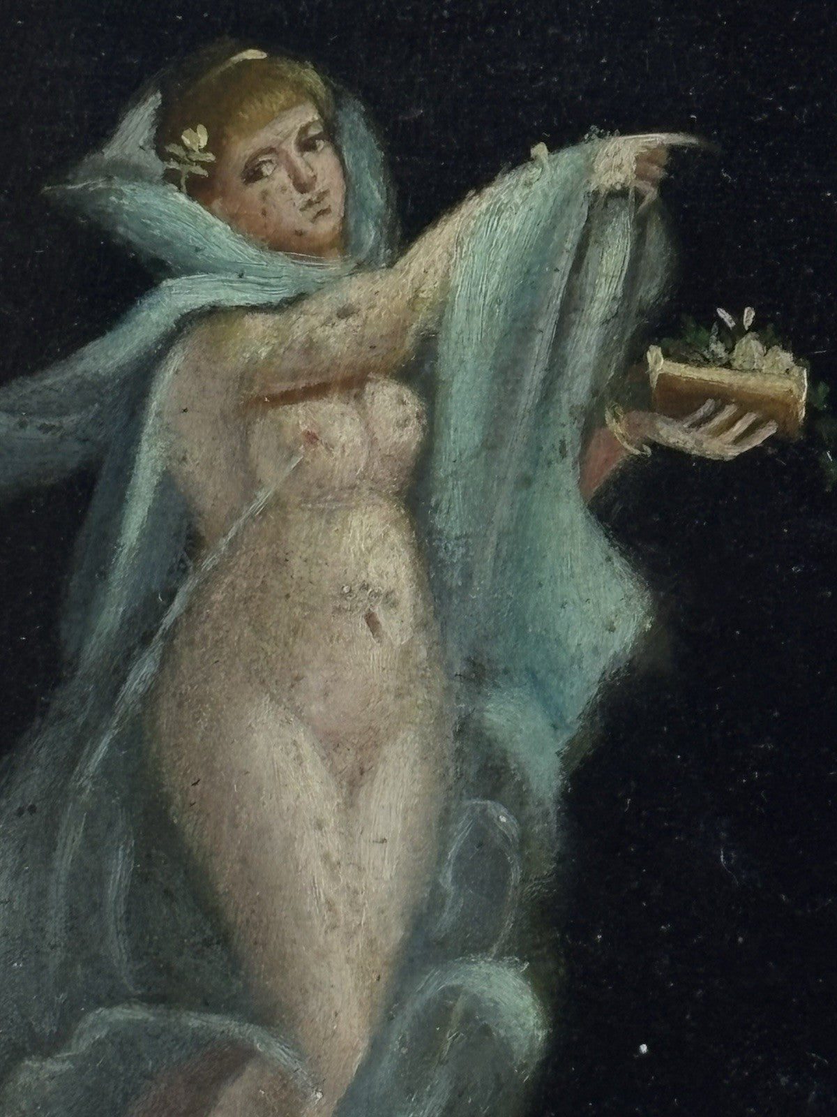 Quadro antico -Figure- stile pompeiano dipinto a olio