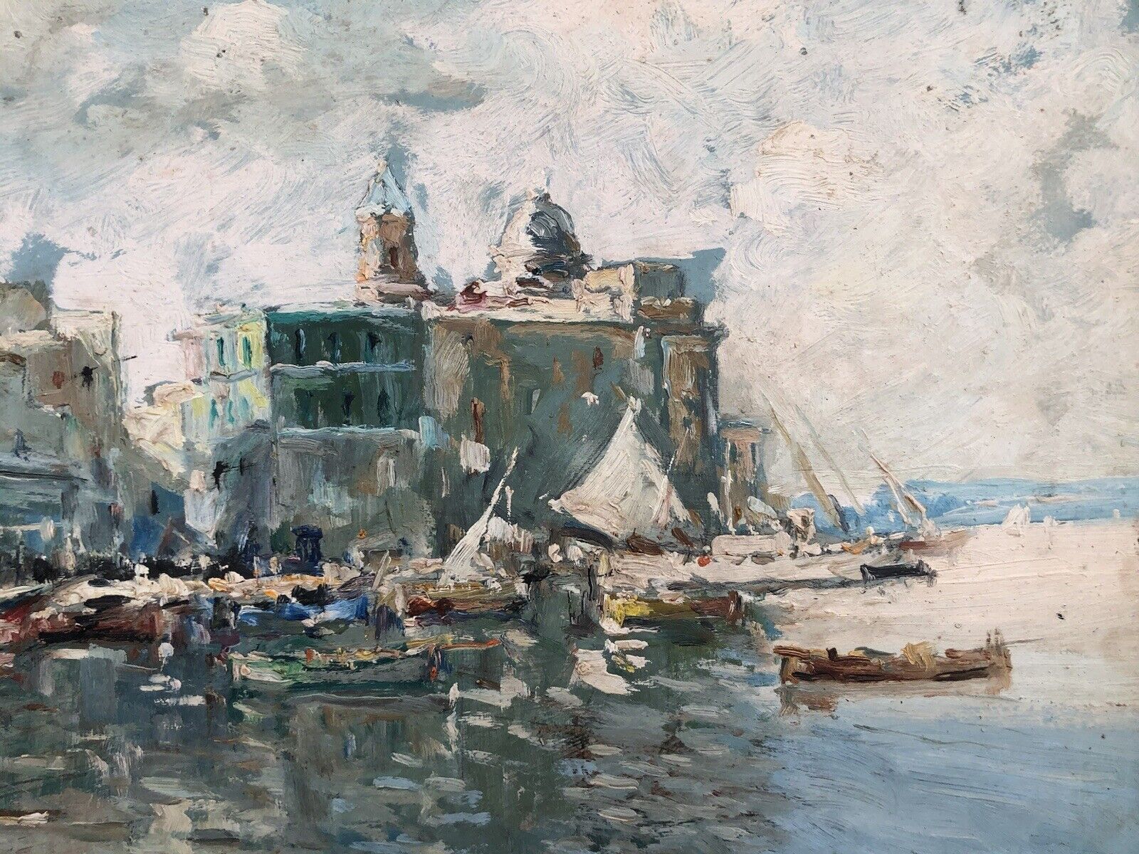 Quadro vintage -Porto Di Pozzuoli- dipinto a olio