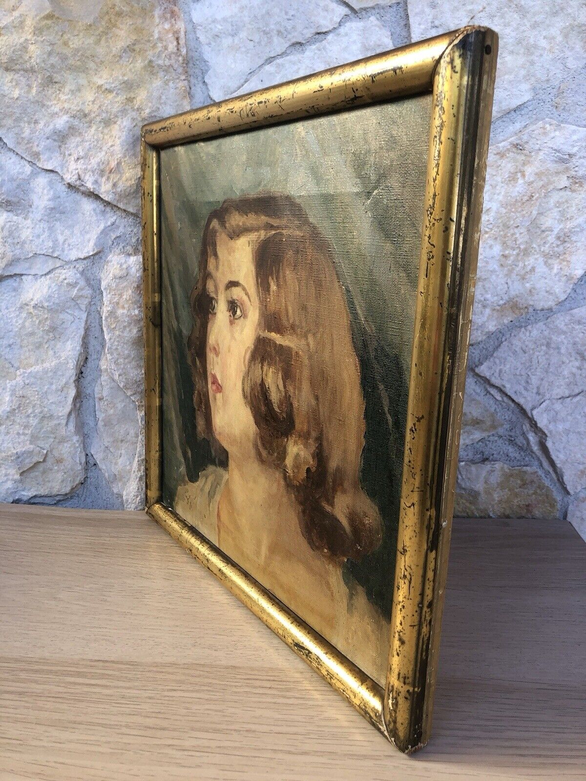Quadro antico -Profilo Donna- dipinto a olio su tela