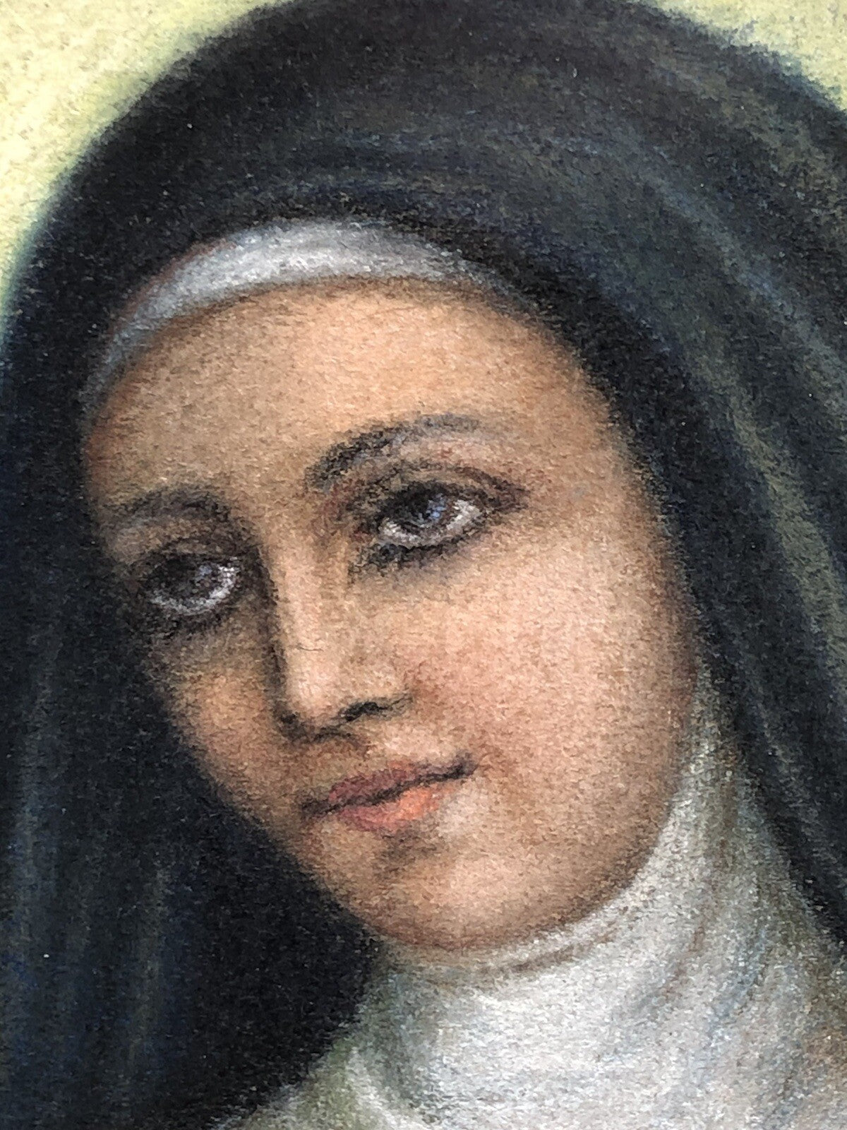 Quadro vintage -Santa Rita Da Cascia- realizzato  a pastello su cartoncino