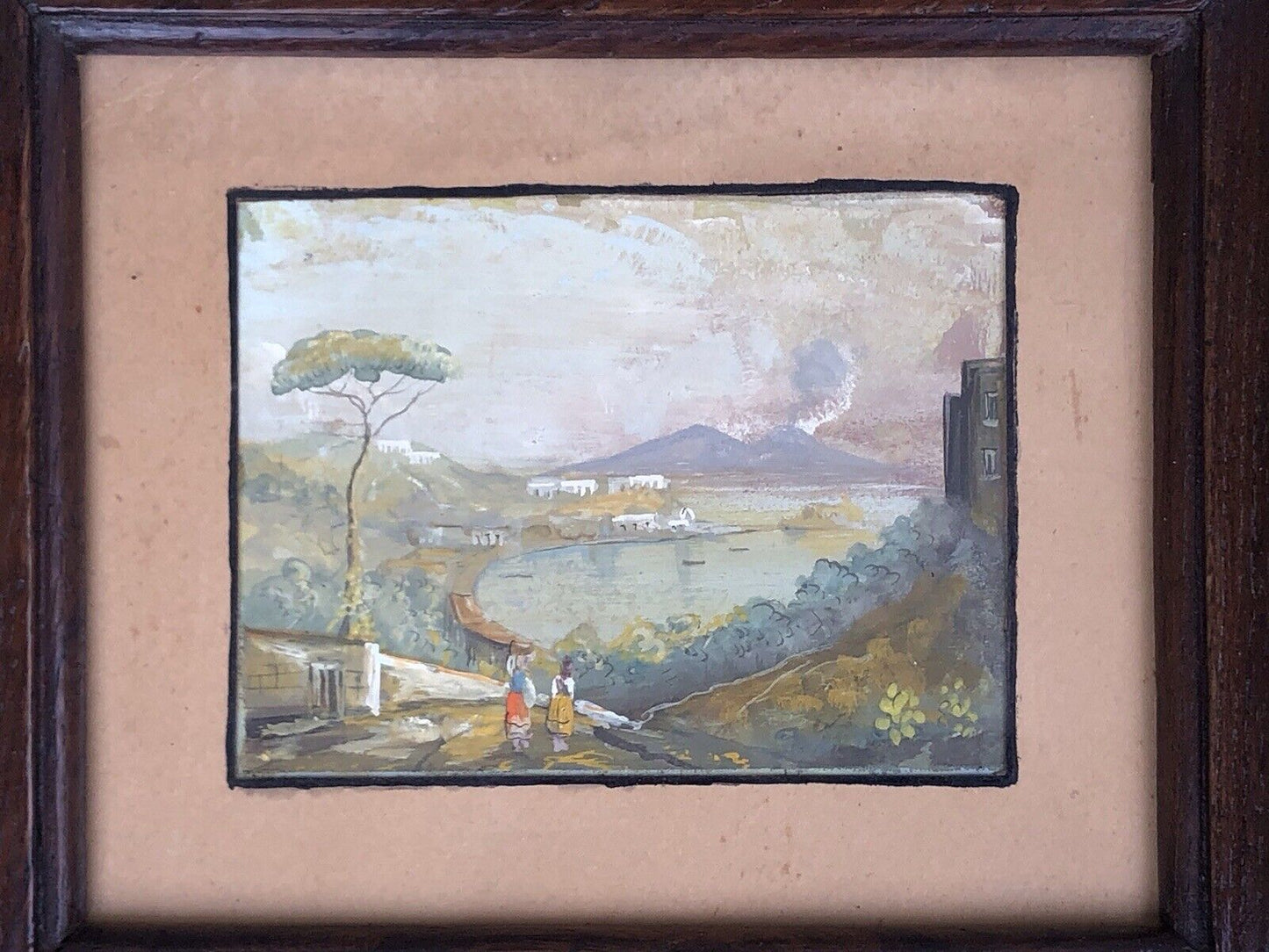 Quadro antico Gouache -Napoli- dipinto su carta