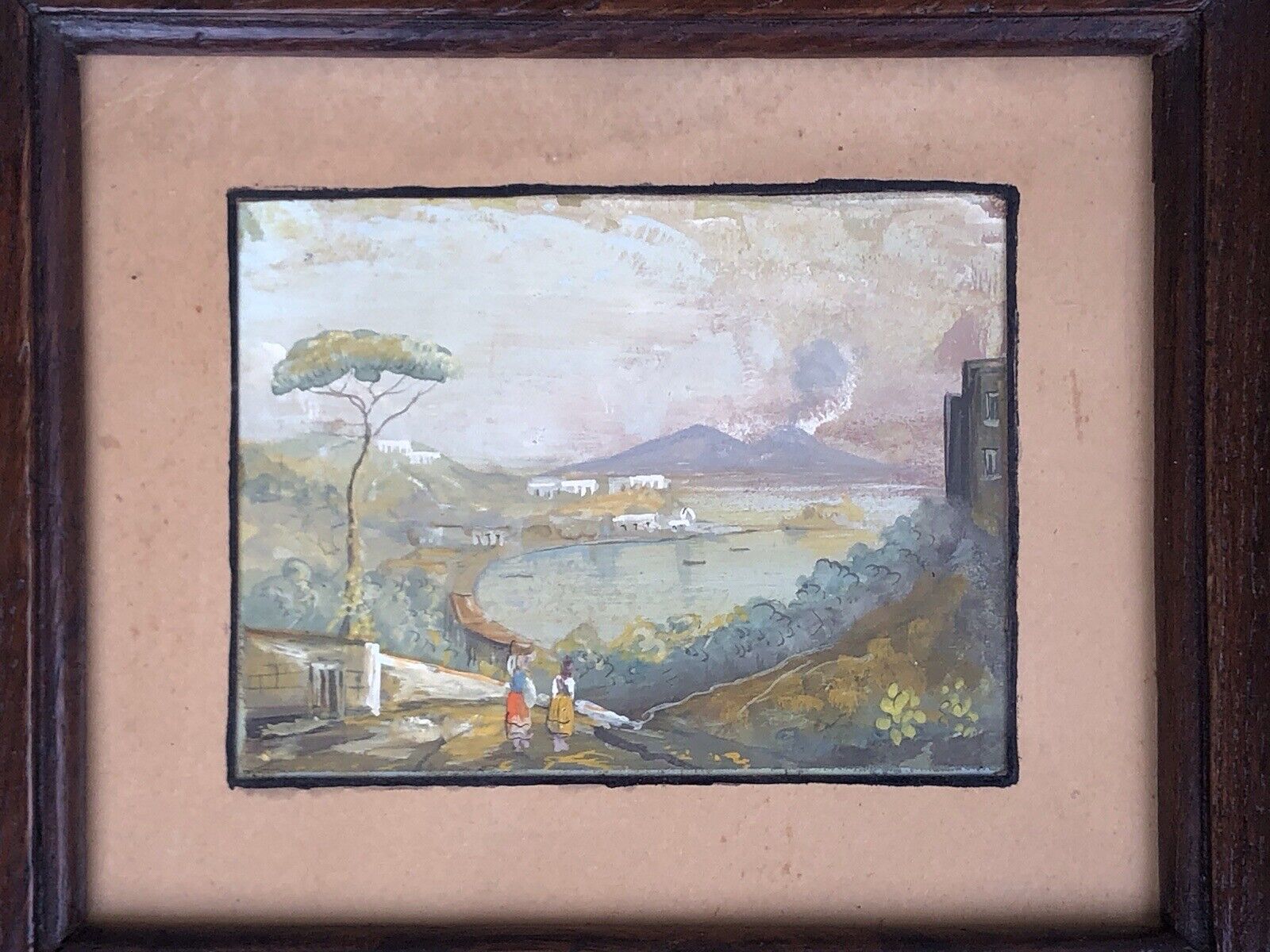 Quadro antico Gouache -Napoli- dipinto su carta