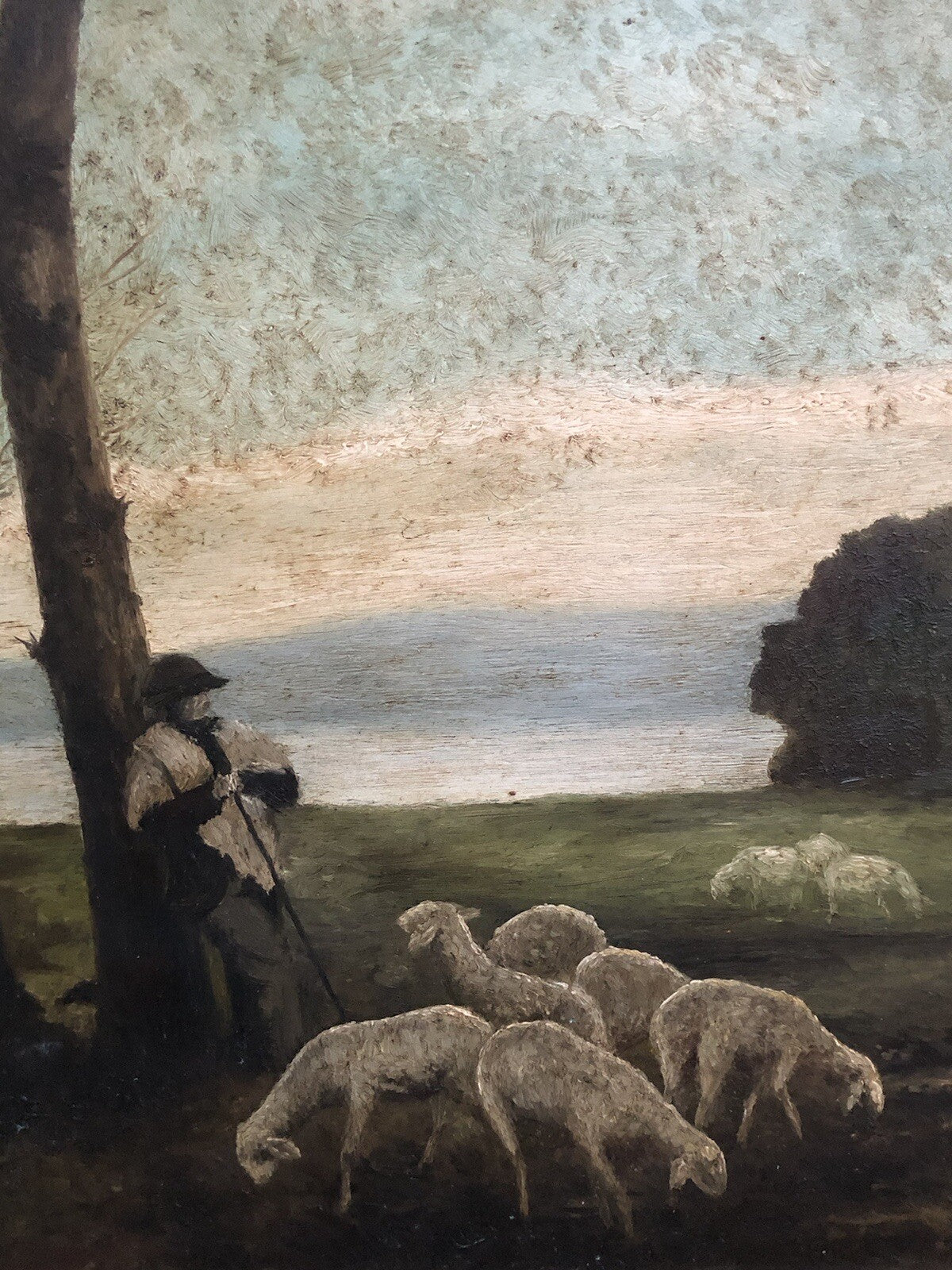 Quadro vintage -Paesaggio Con Gregge- dipinto a olio