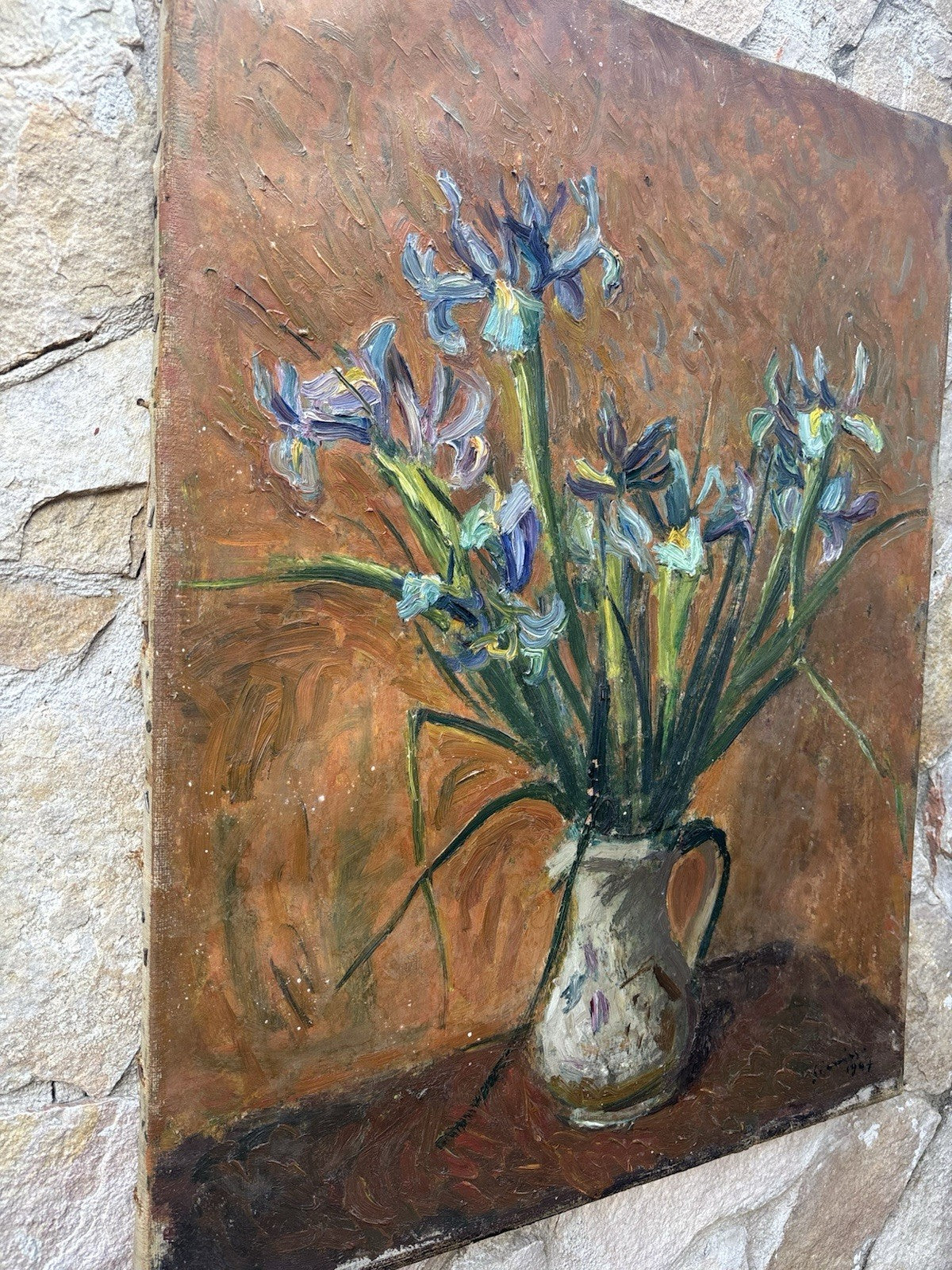 Quadro antico -Vaso Con Fiori- Manilo Giarrizzo- dipinto a olio su tela