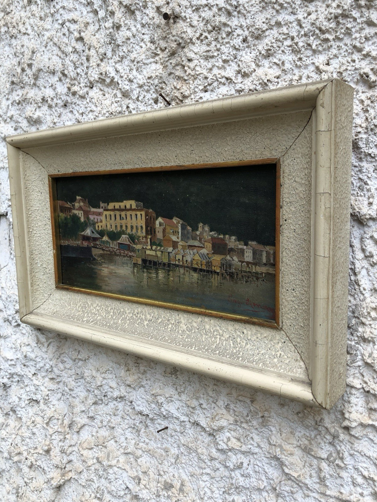 Quadro antico -Lungomare- dipinto a olio su tela
