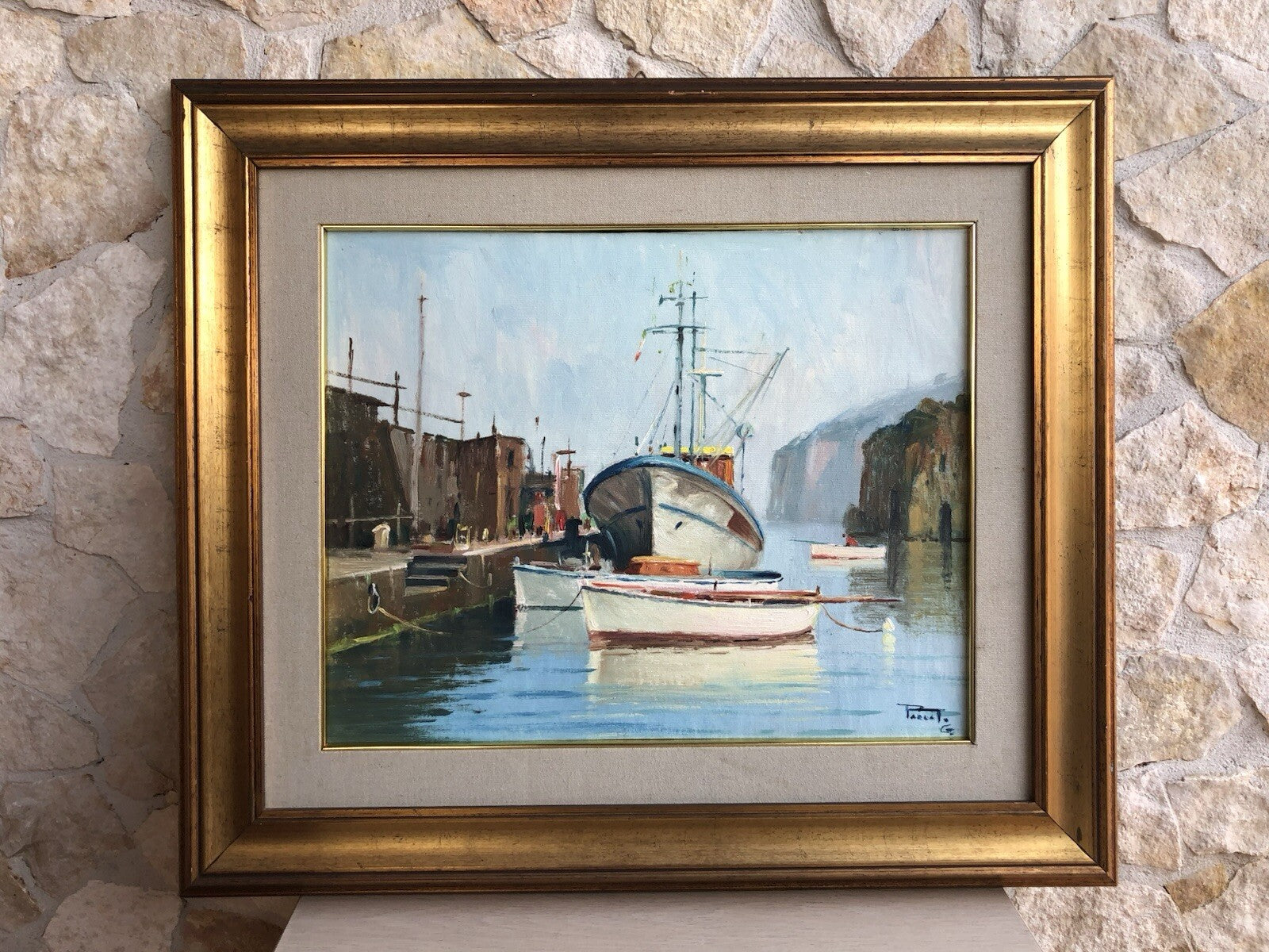 Quadro -Barche All’Ormeggio- dipinto a olio su tela
