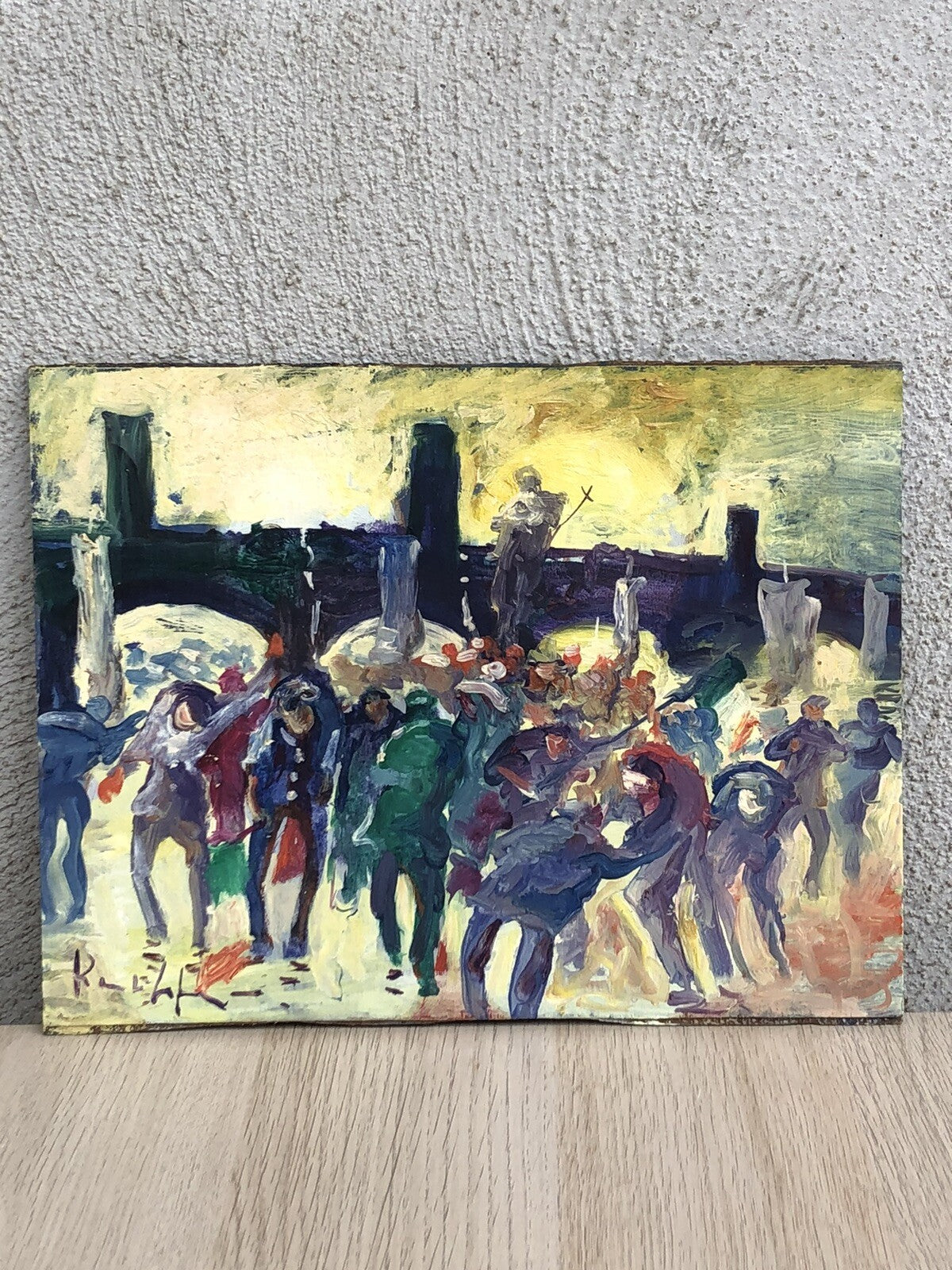 Quadro vintage -Figure- dipinto a olio su tavoletta