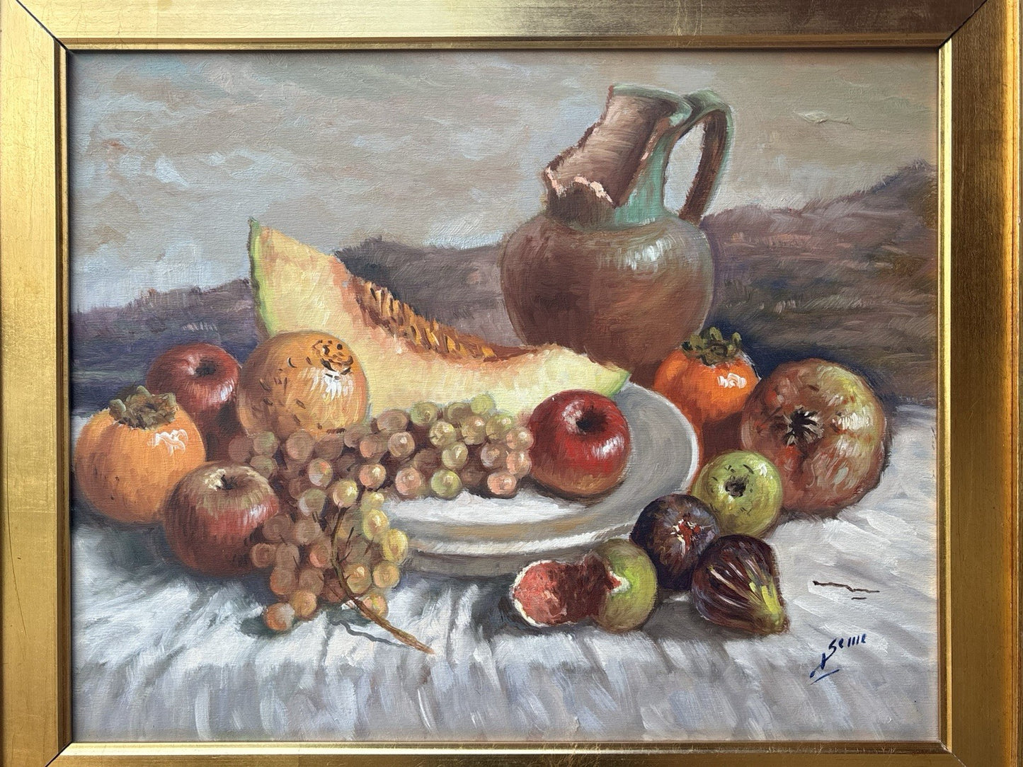 Quadro -Natura Morta Con Uva- Luigi Seme- dipinto a olio
