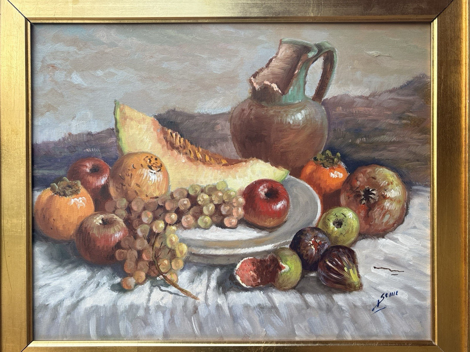 Quadro -Natura Morta Con Uva- Luigi Seme- dipinto a olio