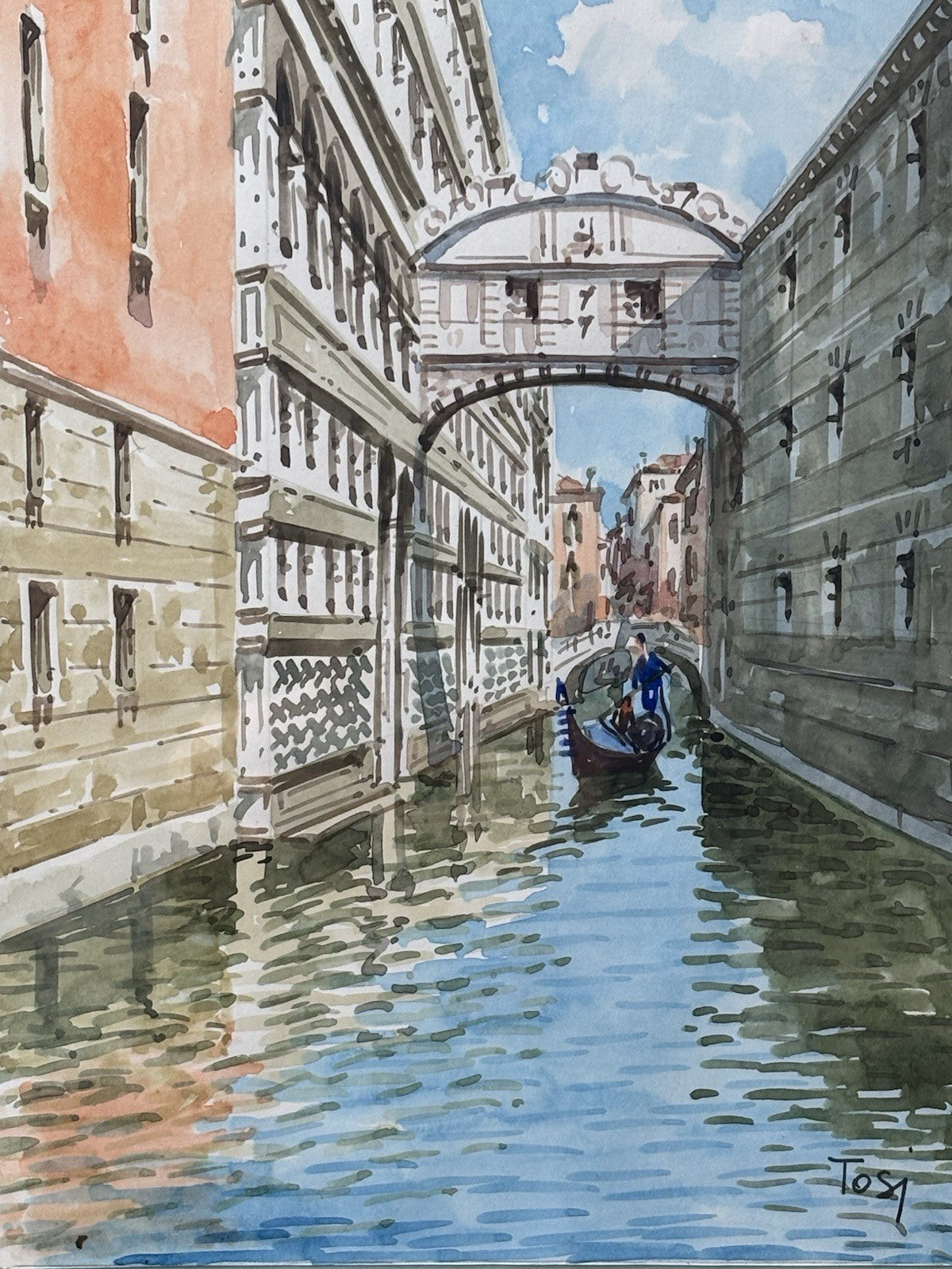 Quadro -Marina Di Venezia- Tosi ?? acquerello su carta