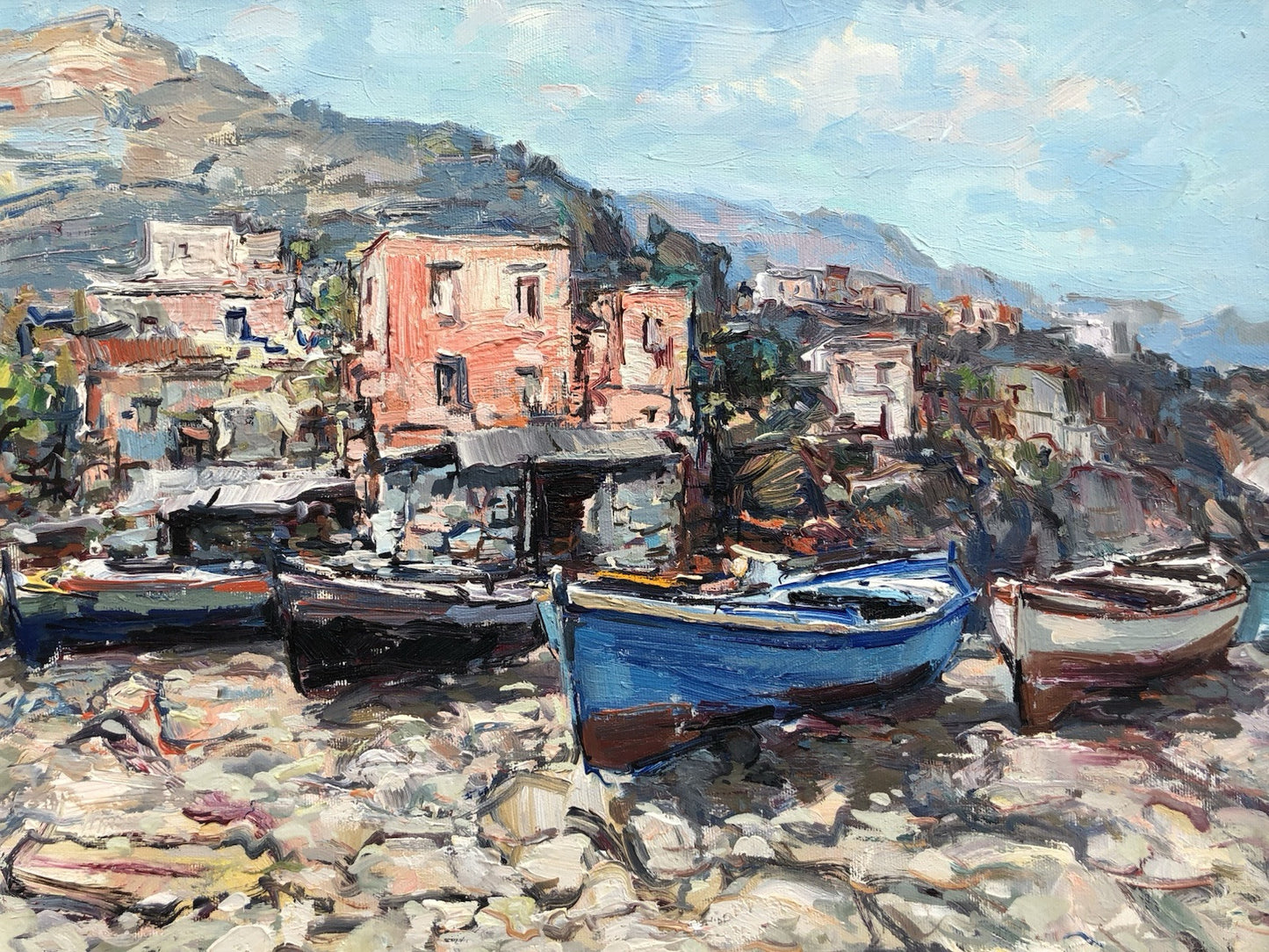Quadro -Barche A Riposo- dipinto a olio su tela