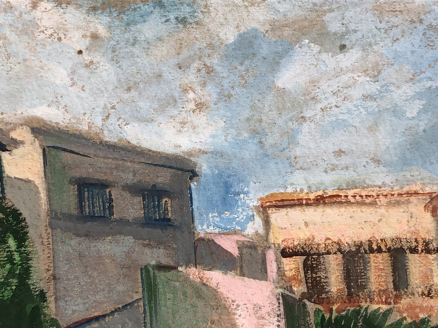Quadro vintage -Barche A Riposo- dipinto a tecnica mista su cartoncino