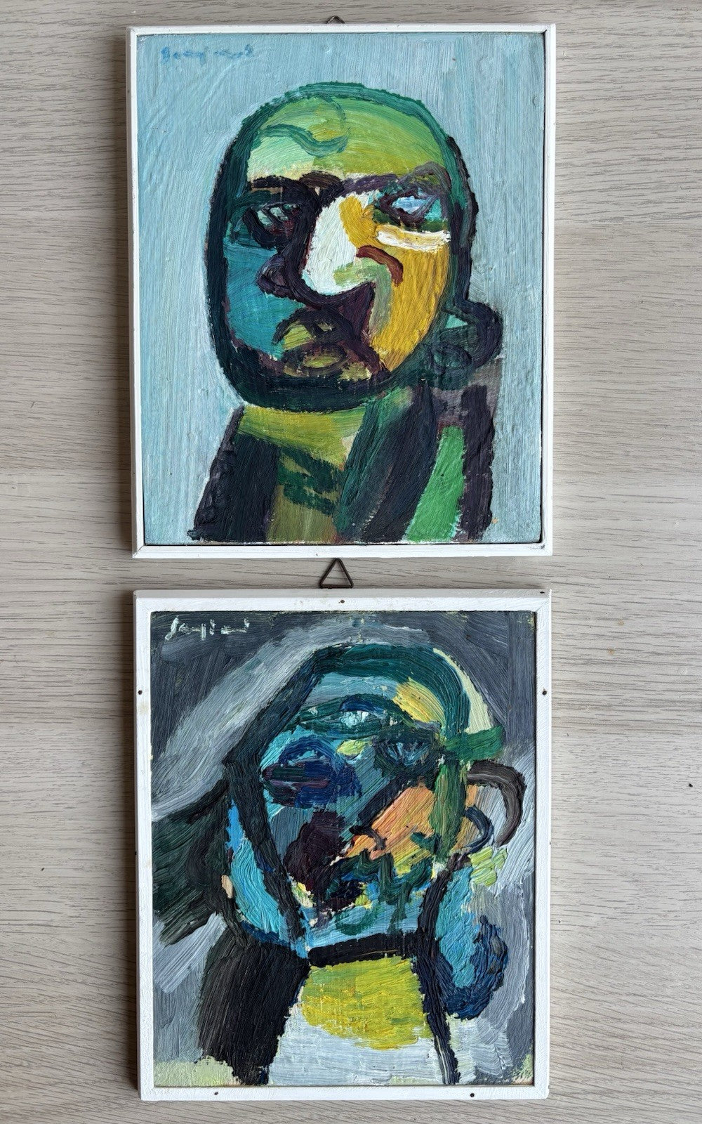 Coppia di quadri -Figure Astratte- Mario Sangiovanni dipinti ad olio